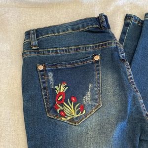 Bootcut Jeans with Floral Pocket Detail